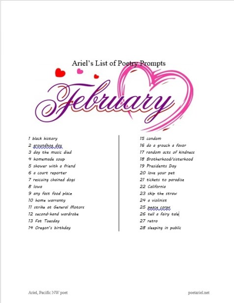 Ariel's List february 2018 jpeg