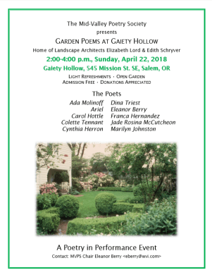 Garden Poems at Gaiety Hollow mar 22