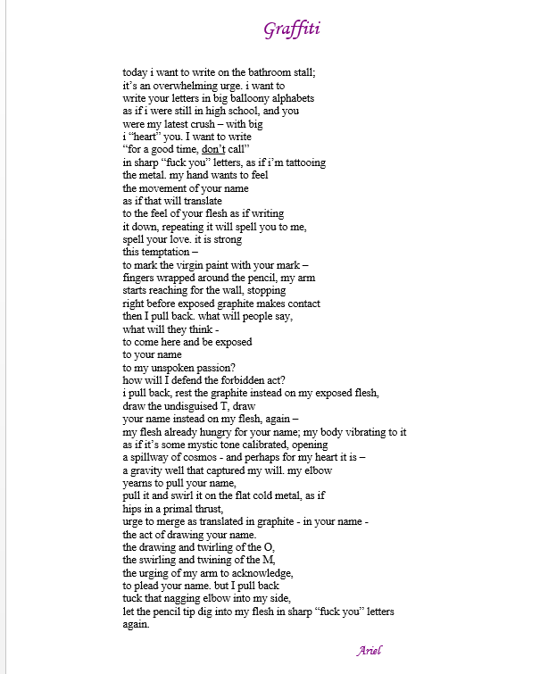Graffiti, poem by Ariel