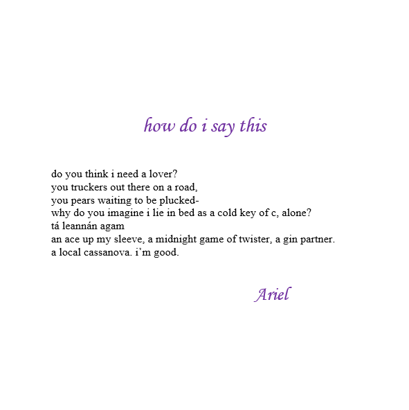 "how do i say this" by Ariel