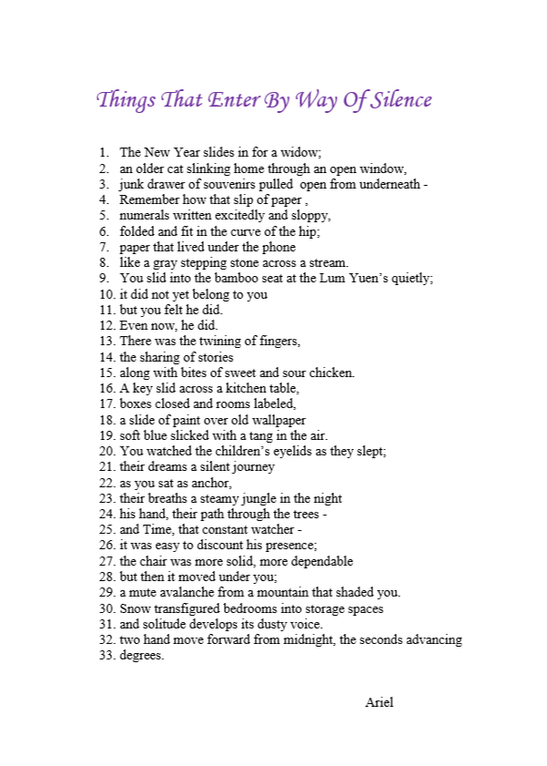 Things That Enter By Way Of Silence