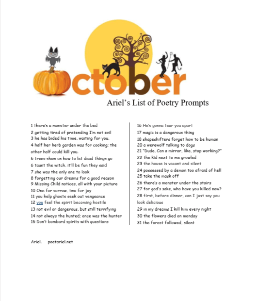 Ariel's List Of Poetry Prompts October 2018