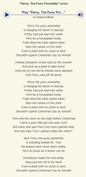 Percy the Punt Poinsettia lyrics