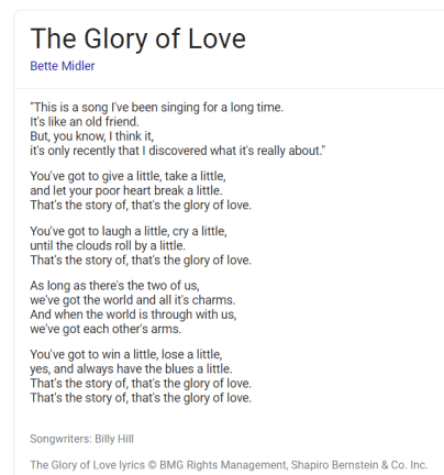 Glory of Love lyrics