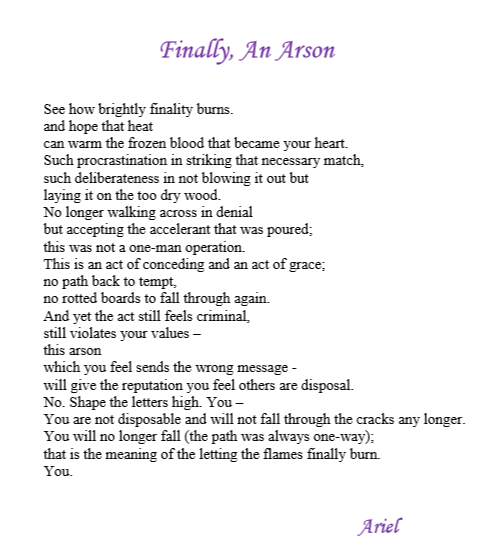 Finally, An Arson by Ariel
