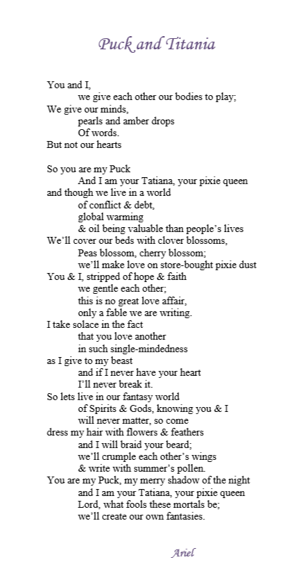 Puck and; Titania by Ariel