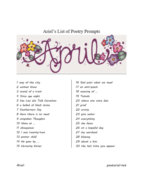 Ariel's LIst April 2018