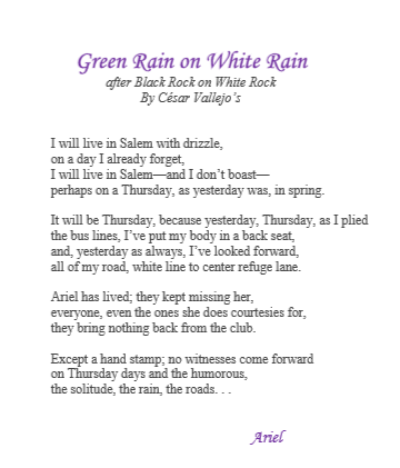 Green Rain on White Rain by Ariel