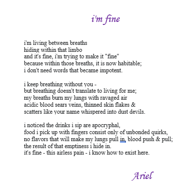 I'm fine  - poem by Ariel